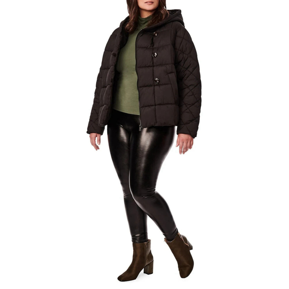 Bernardo Plus Box Quilt Puffer Jacket in Black Size 2X